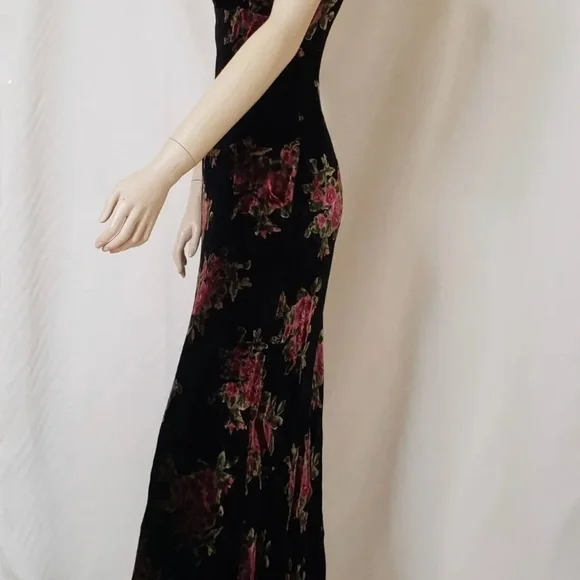 VINTAGE BETSEY JOHNSON VELVET MAXI DRESS AND MATCHING COAT DUSTER SET FL… - Picture 8 of 9